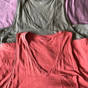 MADEWELL Whisper Pocket V-Neck Tank, Lot of 2, XL
